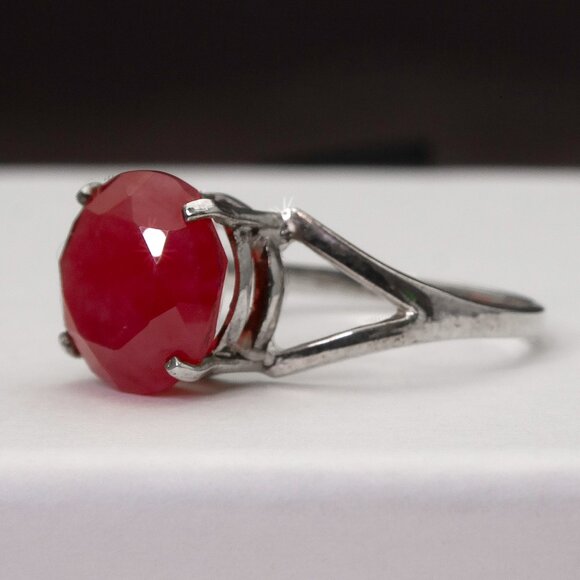 Natural Faceted Rhodonite "Stone Of Love" Sterling Silver Ring, Size 7.5 - Picture 3 of 7